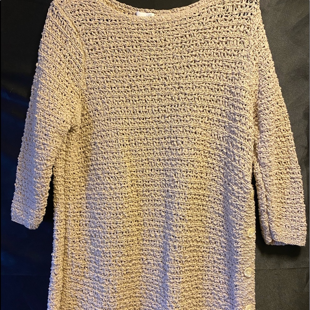 Cream colored sweater with button down right side